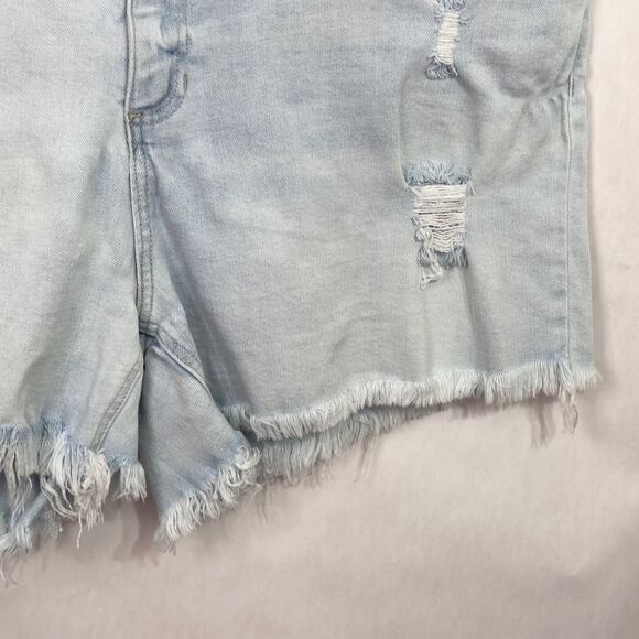Glitzy Girlz Plus Size 26 Denim Shorts Light Blue Distressed Cut Off Frayed 1554 - Picture 6 of 13
